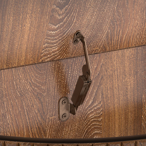 Flip-Top Round Coffee Table With Storage - Brown