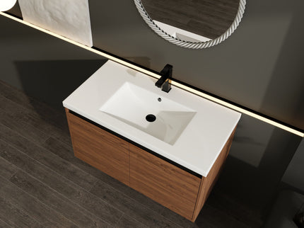 Bathroom Vanity Set With Resin Countertop Sink And 2 Doors, Engineered Wood