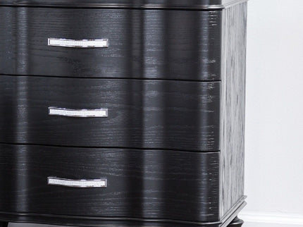 Nightstand, 3 Drawer Bedside Table - Black