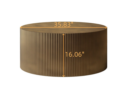 Modern Wave Stripe Round Coffee Table With Spacious Top