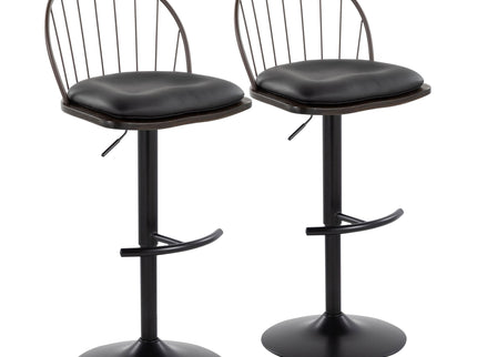Riley - Farmhouse Adjustable Height Barstool With Swivel With Rounded T Footrest (Set of 2)