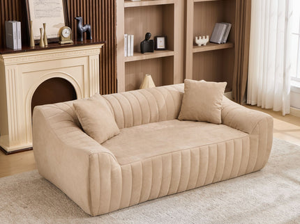 Oversized 2 Seater Loveseat With 2 Decor Throw Pillows, Deep Seat Sofa For Living Rooms