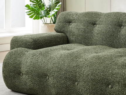 Cloud Series Minimalist Button Tufted Square Arm 3 Seater Sofa