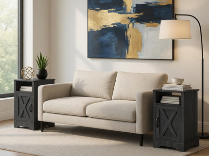 Farmhouse Nightstand, Charging Station & Storage