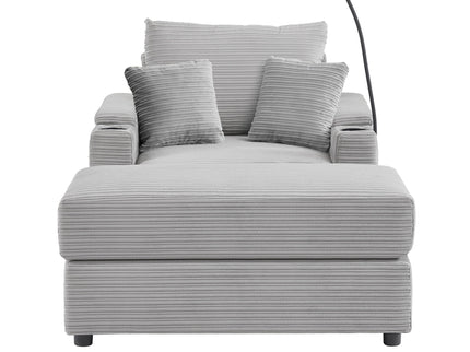 Modern Style Loveseat Sofa Sectional Sofa Couch With Storage Space, A Movable Ottoman, Two USB Ports, Two Cup Holders, A Phone Holder For Living Room
