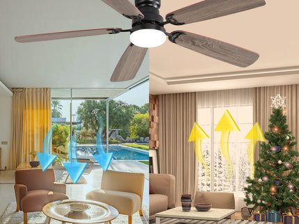 Ceiling Fan With LED Light, 6 Speed Wind, 5 Blades, Remote Control DC Motor