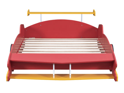 Race Car-Shaped Platform Bed With Wheels