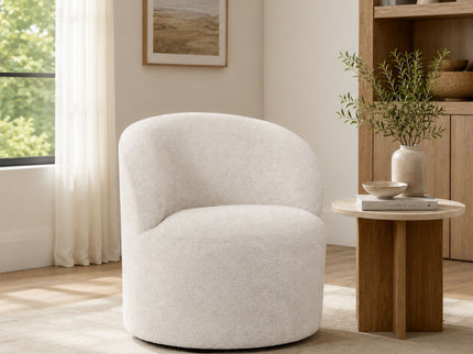 Upholstered Barrel Accent Chair For Living Room - White