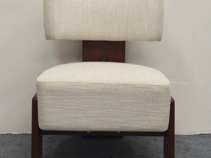 Geometric Armless Accent Chair - Beige / Brown