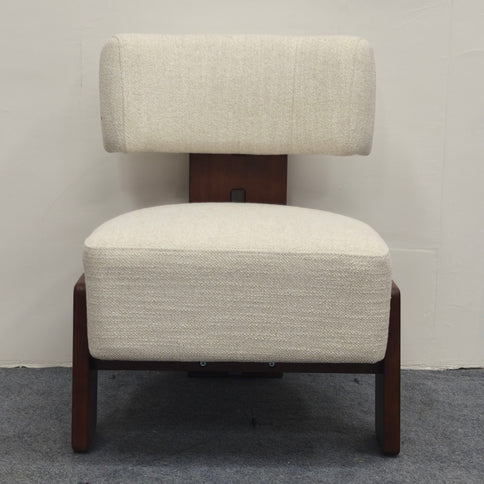 Geometric Armless Accent Chair - Beige / Brown