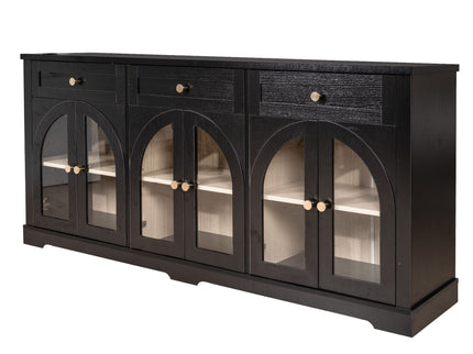 Sideboard Cabinet With 3 Drawers And 6 Arched Glass Doors