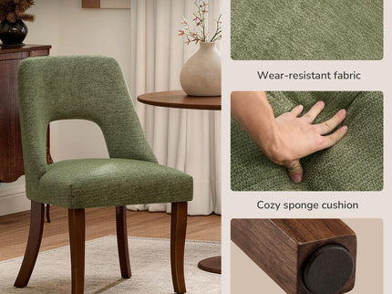 Upholstered Dining Chair With Curved Legs (Set of 2) - Green