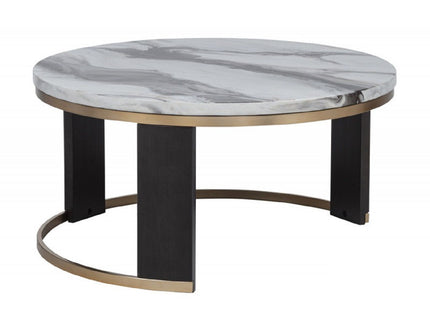 Nesting Round Coffee Table With Ottoman (Set of 2) - Gold / Brown