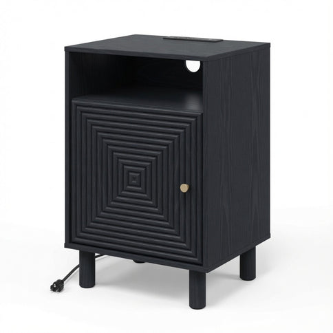 Nightstand With Charging Station & Storage