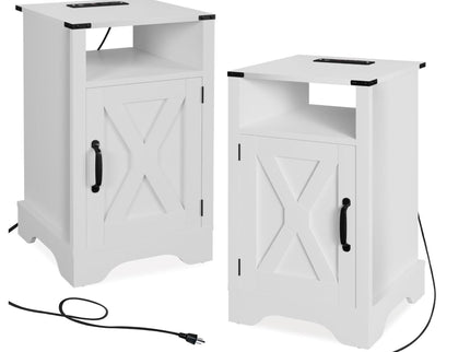 Farmhouse Nightstand, Charging Station & Storage