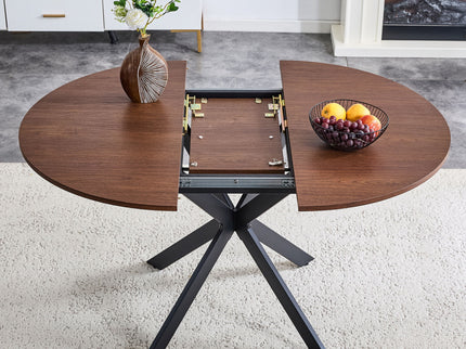 Extendable Round Dining Table - Walnut