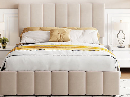 Elegant Upholstered Platform Bed With Hydraulic Storage System