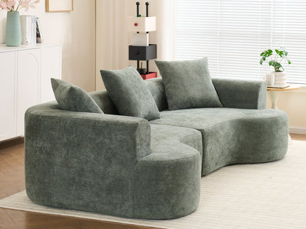 Modern Style Ultra Smooth Curved Sofa With 3 Pillows