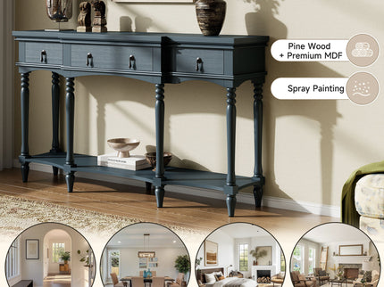 Retro Console Table With 3 Soft Close Drawers