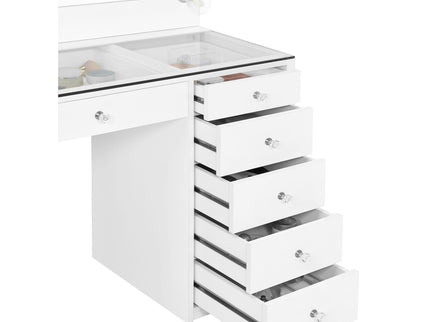 Fern - 7 Drawer Vanity Set With Mirror And Globe Lights