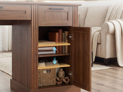 Office Desk With Storage Cabinet, Charging Station, Monitor Stand & Pegboard