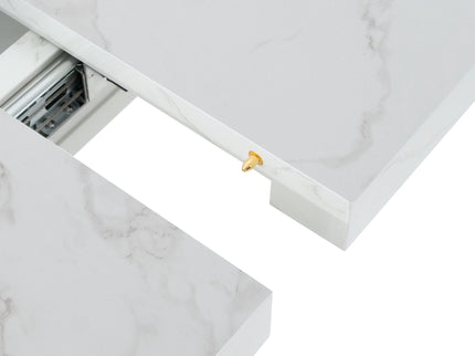 Modern Rectangle Dining Table With Stretchable Top, Storage Cabinet