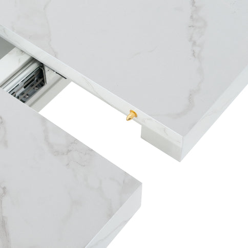 Modern Rectangle Dining Table With Stretchable Top, Storage Cabinet