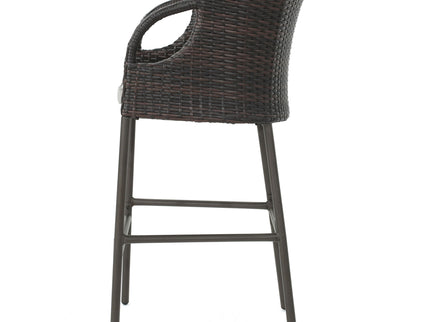 Outdoor 31" Rattan Barstools With Waterproof Cushions (Set of 2) - Multi Brown