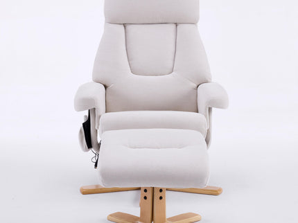 Upholstered Heated Massage 360° Swivel Accent Chair With Ottoman