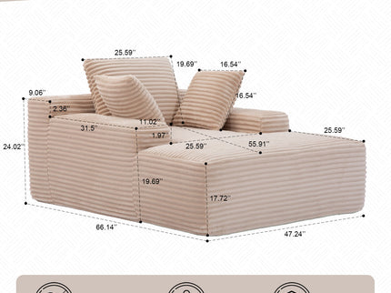 Oversized Chaise Lounge Chair Cozy Cloud Couch With 3 Throw Pillows And Wide Armrest