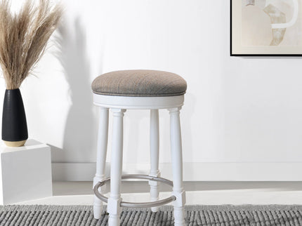 360° Swivel Wooden Barstools With Upholstered Seat, Counter Height (Set of 2)