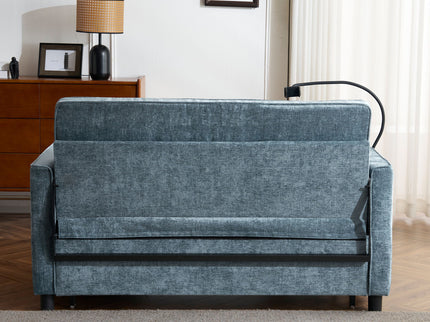 Pull-Out Sleeper Sofa With Reversible Backrest Cushion, Side Pockets, 2 USB Ports And A Phone Holder For Living Room