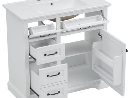 Modern Bathroom Vanity With Sink Top, 4 Drawers And 1 Soft-Close Door