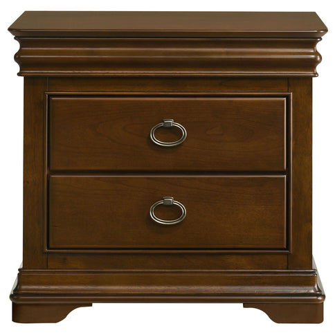 Leonide - 2 Drawer Nightstand With USB Charging And Hidden Storage - Cherry