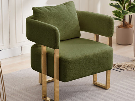 Modern Decorative Chair Teddy Fleece Upholstered And Metal Foot