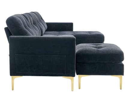 Modern L - Shape Convertible Sectional Sofa With Movable Ottoman