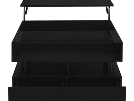 Lift Top Coffee Table With 2 Drawers, Hidden Space And LED Lights For Living Room
