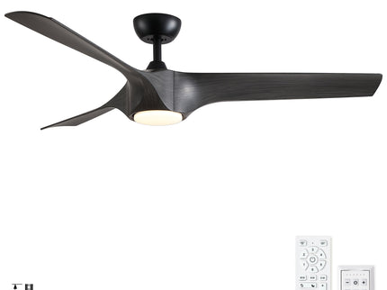 Reversible Quiet Motor Ceiling Fan Light With ABS Blades - Black / Gray