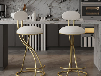 Bar Stools Upholstered Counter Height Barstools For Kitchen Island Modern Dining Chairs With Footrest (Set of 2)