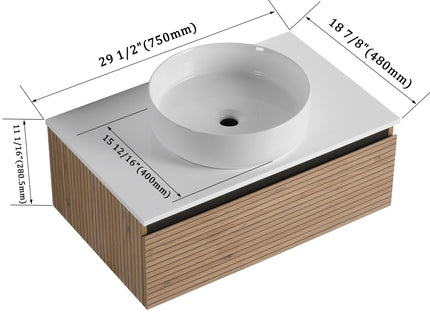 Wall Mounted Bathroom Vanity With Art Sink & 1 Soft Close Drawer