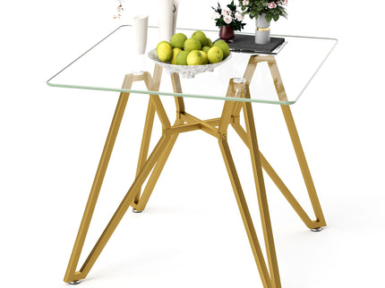 Modern Glass Dining Table With Metal Legs
