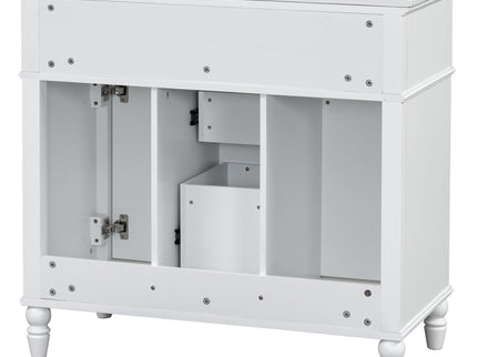 Bathroom Vanity With Sink, Flip-Out Top Drawer, Soft Close Doors, 2 Storage Drawers