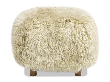 Enchante - New Zealand Sheepskin Rectangular Accent Ottoman - Taupe / Natural