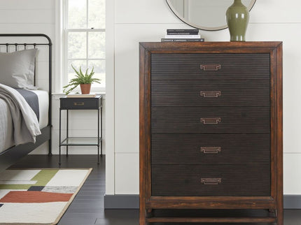 5 Drawer Chest, 2 Tone - Brown