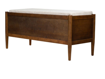 Accent Bench With Storage, Upholstered Cushion - Walnut Brown