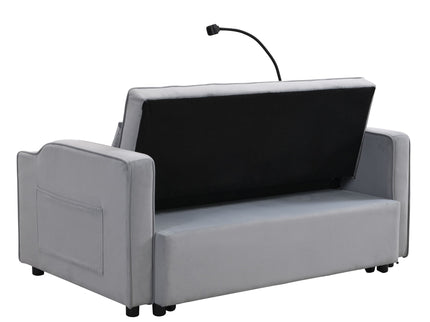 Modern Loveseat With Pullout Bed, Adjustable Reclining Backrest