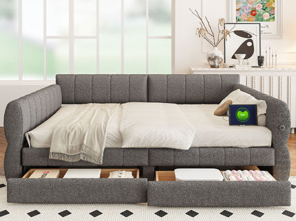 Upholstered Platform Bed With USB Charging