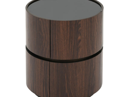 Elegant Italian High Grade Double Layer Storage Round Side Table - Brown / Black