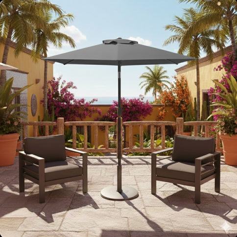 Umbrella With Crank Lift & Tilt, UV-Resistant Canopy For Patio