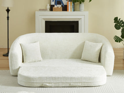 Curved Convertible Sofa, 2 In 1 Fold Out Bed With Pull Out Base And Deep Seat
